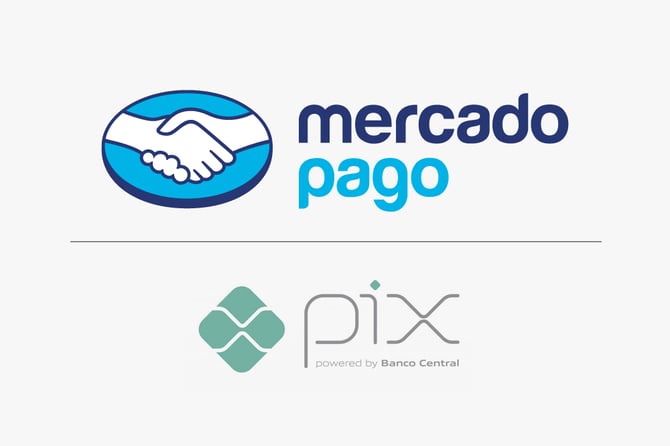 Logo do Mercado Pago e do Pix para abordar o evento que fala sobre as vantagens do Pix para empreendedores e consumidores